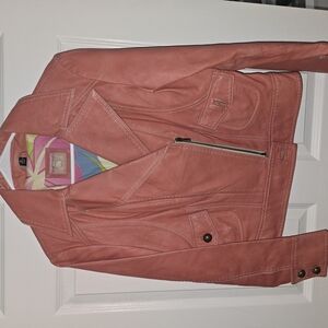 Stacy Adams Pink Leather Moto Jacket